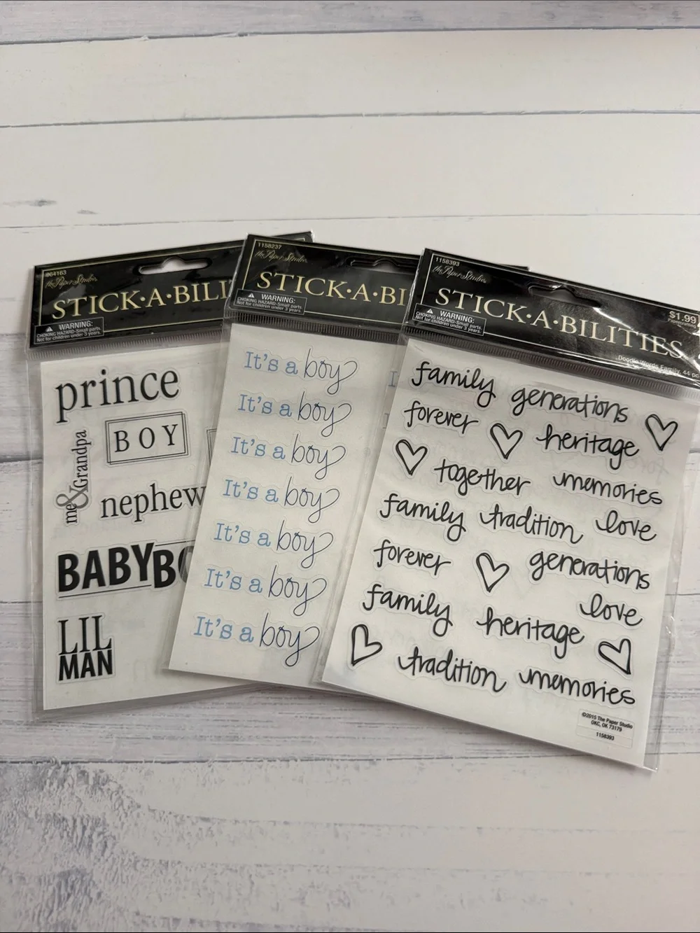 Baby Boy Scrapbook Embellishment Bundle | 24+ Pieces | Stickers | Paper Pads
